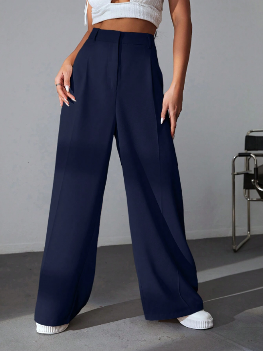 EZwear Solid Color High Waisted Pants