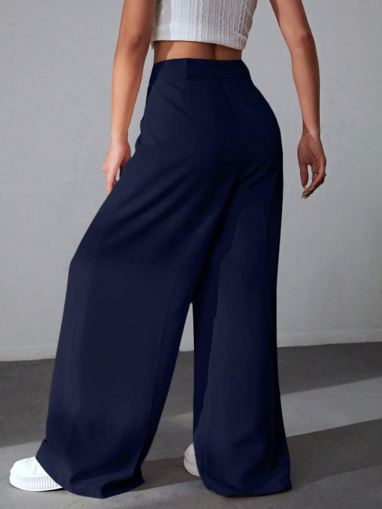 EZwear Solid Color High Waisted Pants