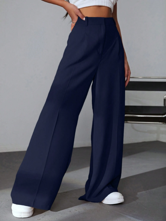 EZwear Solid Color High Waisted Pants