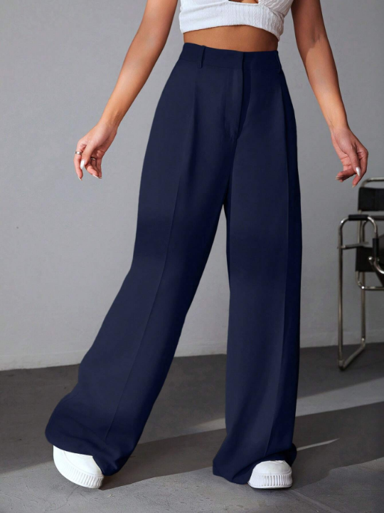 EZwear Solid Color High Waisted Pants