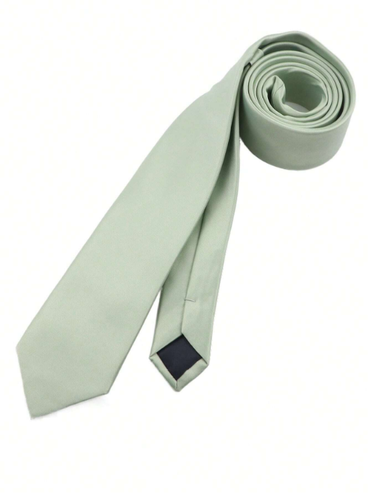 1pc Men's Solid Soft Textured 6cm Skinny Polyester Tie, Suitable For Daily, Work, Wedding, Banquet