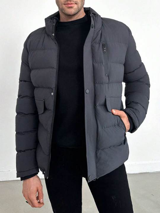 Men'S Stand Collar Padded Coat