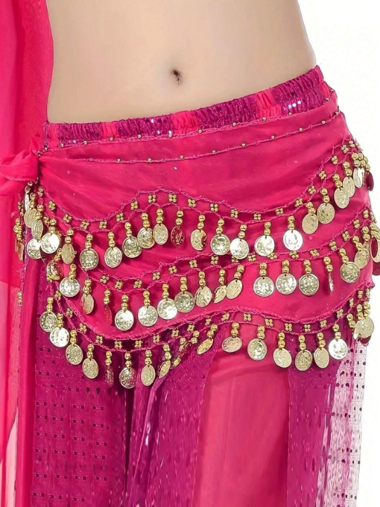 1pc Women's Belly Dance Waist Chain, Dance Costume, Festival Performance Scarf, Chiffon Waist Chain, Waist Belt, Waist Decoration, Waist Skirt Boho