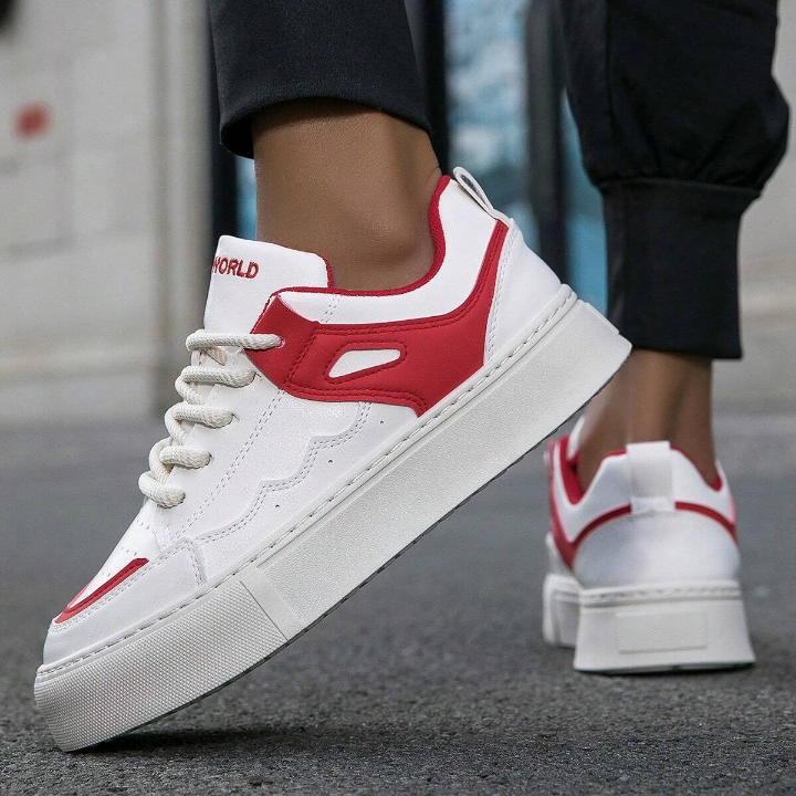 All-season New Arrival Thick-soled Leather Patch Sneakers, Fashionable Casual Shoes For Students