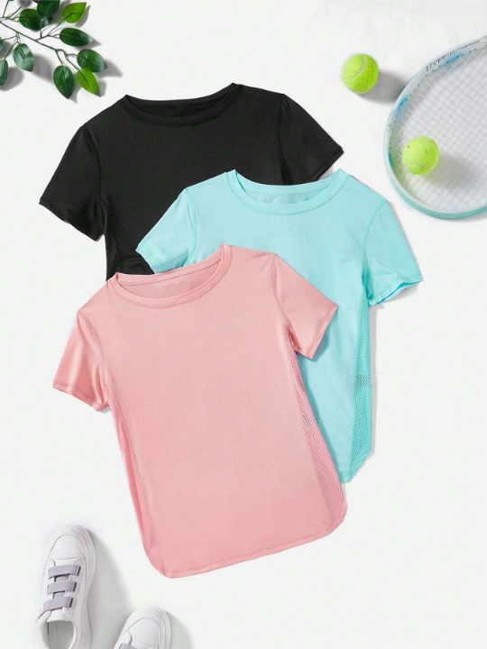 Tennis Basic Solid Color Round Neck Short Sleeve Sports T-Shirt