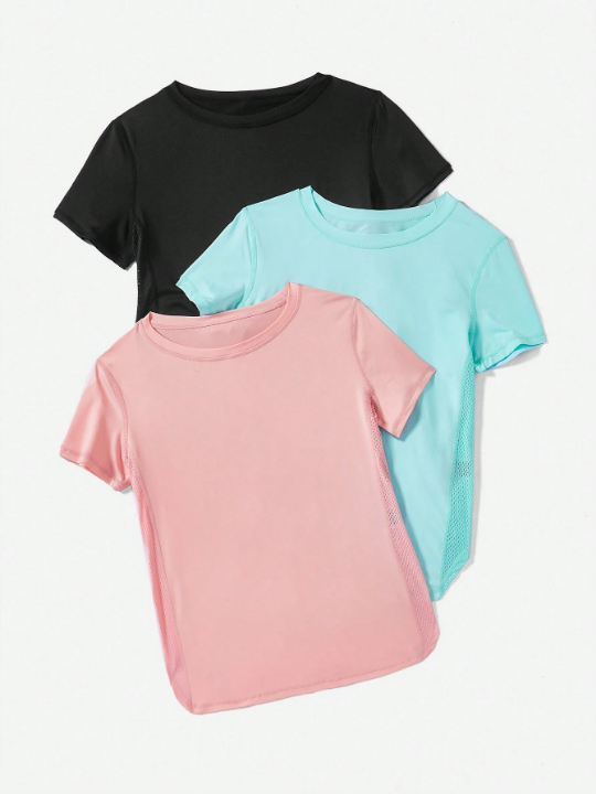 Tennis Basic Solid Color Round Neck Short Sleeve Sports T-Shirt