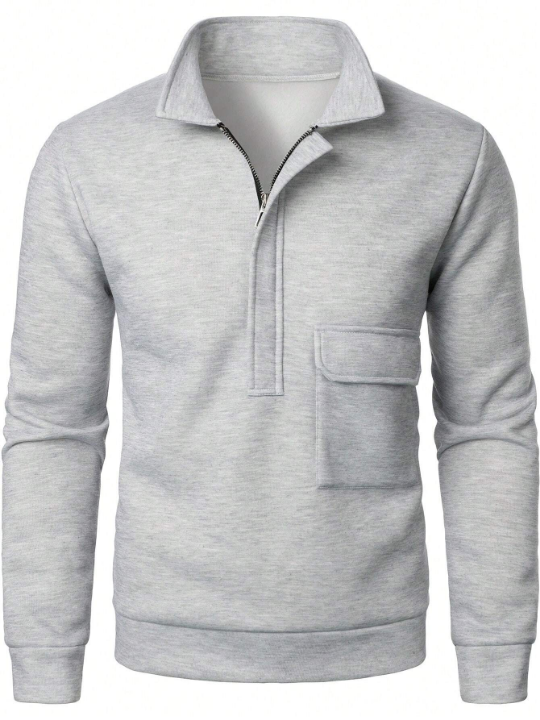Manfinity Men's Half Zippered Long Sleeve Sweatshirt