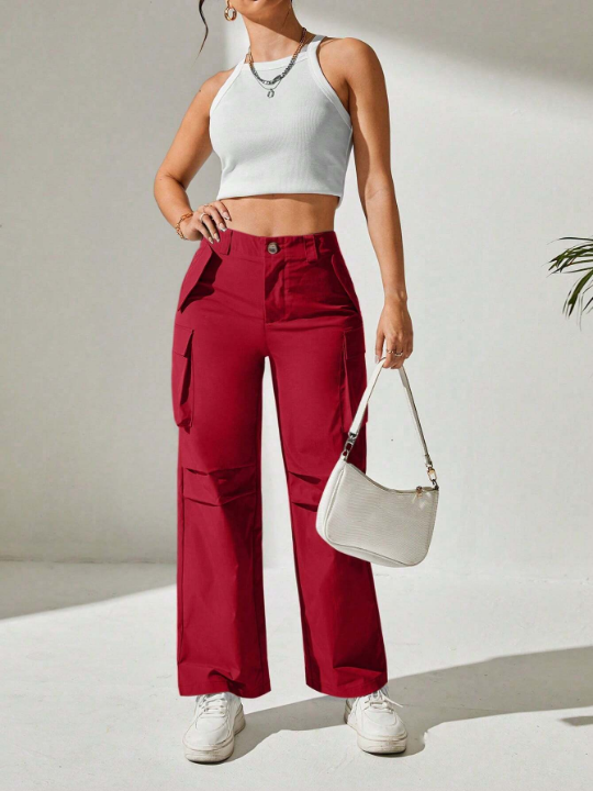 PETITE Women's Solid Color Cargo Pants