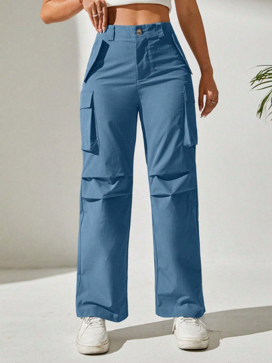 PETITE Women's Cargo Long Pants With Pockets
