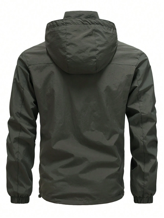 Men's Windproof Zip Front Hooded Jacket