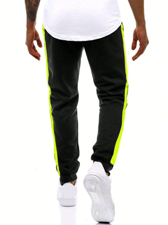 Manfinity Homme Men's Casual Loose Sweatpants With Contrast Color Edge