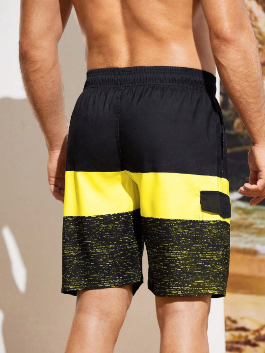 Manfinity Swimmode Men'S Colorblock Drawstring Waist Beach Shorts