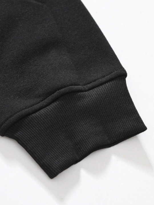 Manfinity Basics Men Kangaroo Pocket Zip Up Drawstring Thermal Hoodie