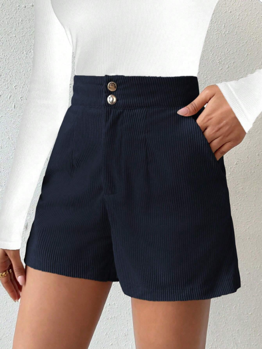 Essnce High Waist Shorts With Slanted Pockets