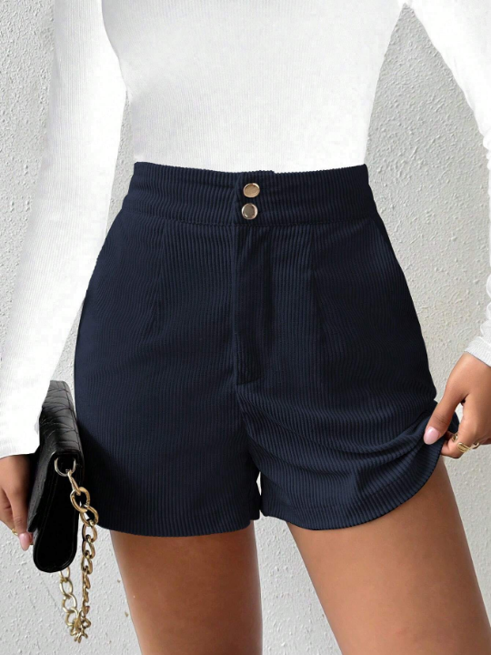 Essnce High Waist Shorts With Slanted Pockets