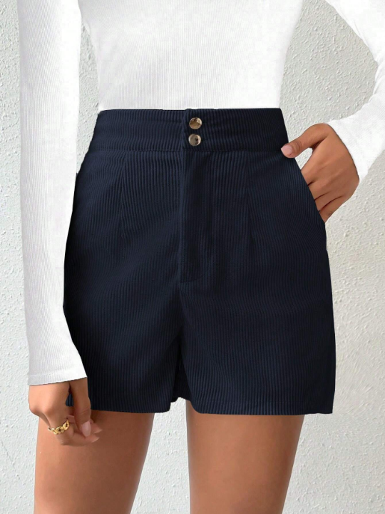 Essnce High Waist Shorts With Slanted Pockets