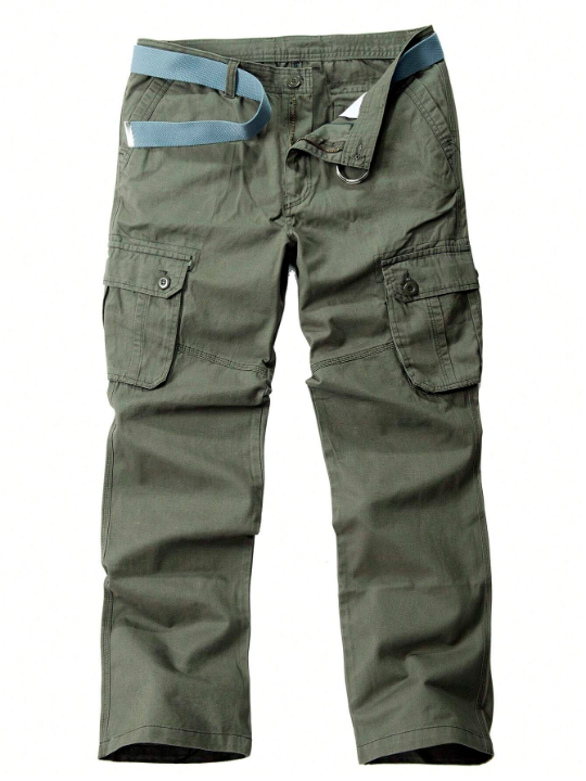 Men Flap Pocket Cargo Pants Without Belt