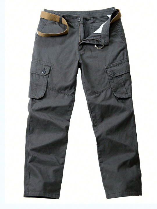 Men Flap Pocket Cargo Pants Without Belt