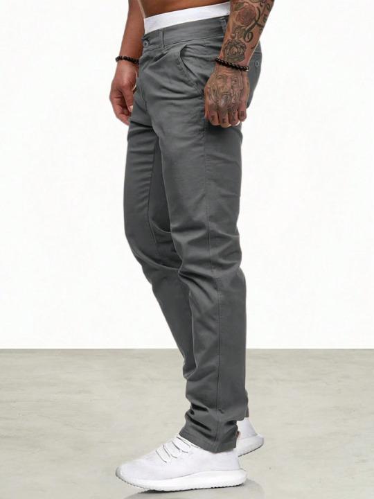 Manfinity Men's Solid Color Straight Leg Pants