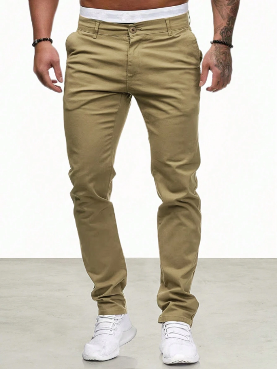 Manfinity Men's Solid Color Pants With Pockets