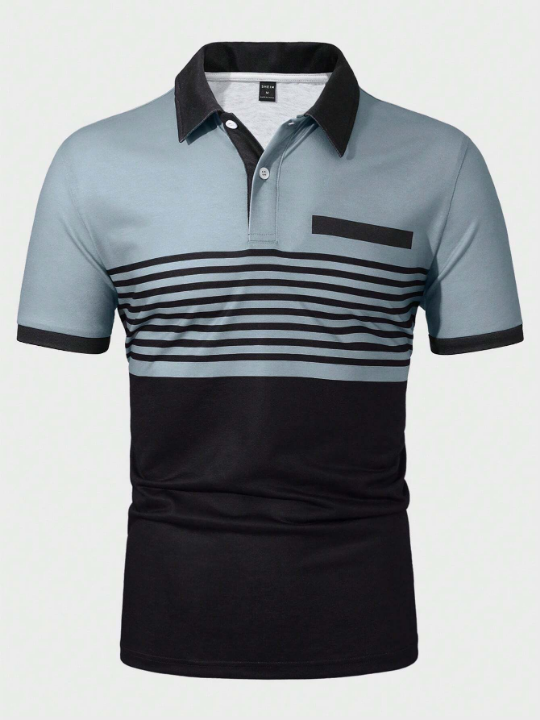 Manfinity Homme Men'S Striped Short Sleeve Polo Shirt