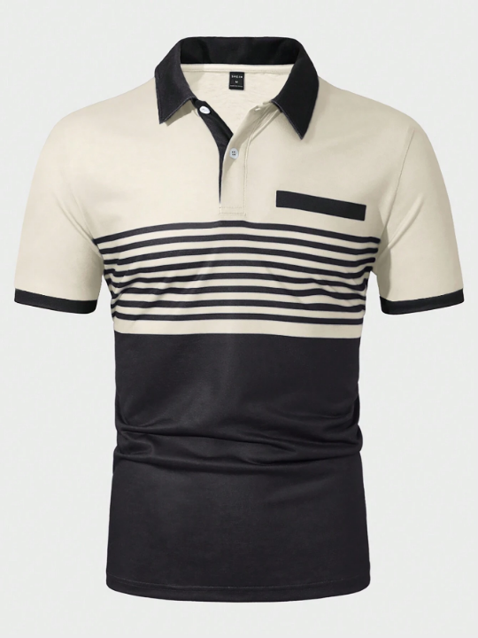 Manfinity Homme Men'S Striped Short Sleeve Polo Shirt