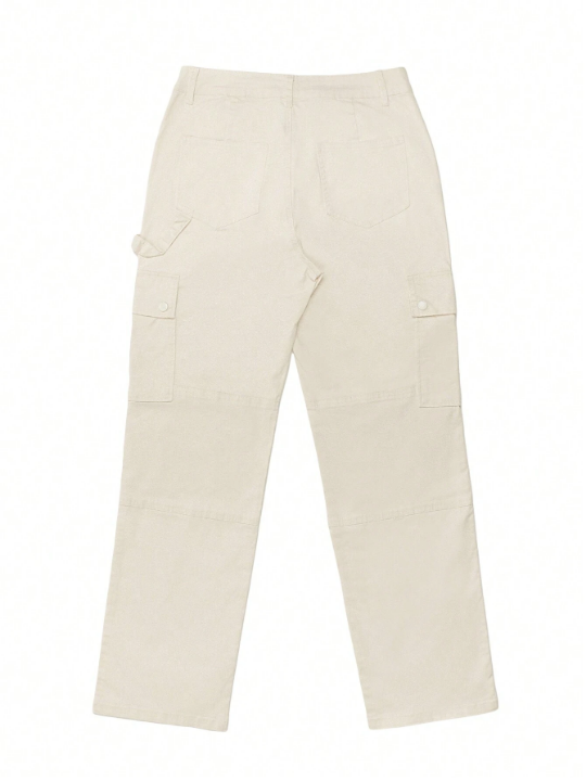 Solid Color Cargo Trousers