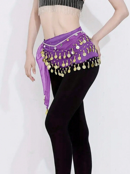 1pc Women's Belly Dance Waist Chain Dance Costume Festival Performance Waist Scarf Chiffon Belly Chain