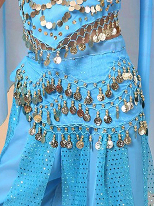 1pc Women's Belly Dance Waist Chain, Performance Sash, Chiffon Belt, Waist Accessory, Skirt For Dance Shows And Festivals Boho