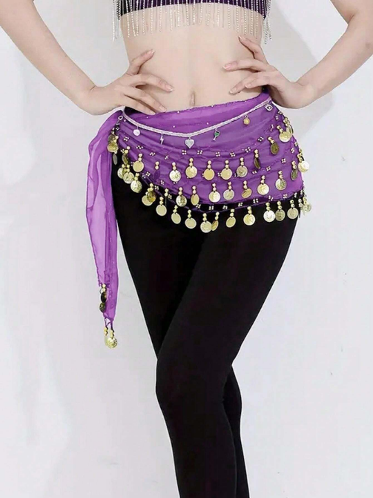 1pc Women's Belly Dance Waist Chain Dance Costume Festival Performance Waist Scarf Chiffon Belly Chain