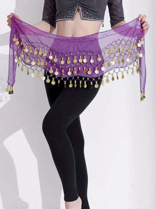 1pc Women's Belly Dance Waist Chain Dance Costume Festival Performance Waist Scarf Chiffon Belly Chain