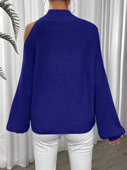 Essnce Hollow Out Shoulder Long Sleeve Sweater