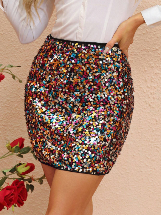 Clasi Slim Fit Glitter Skirt