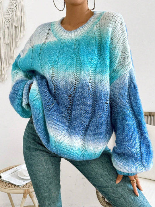 Frenchy Women's Ombre Lantern Sleeve Sweater