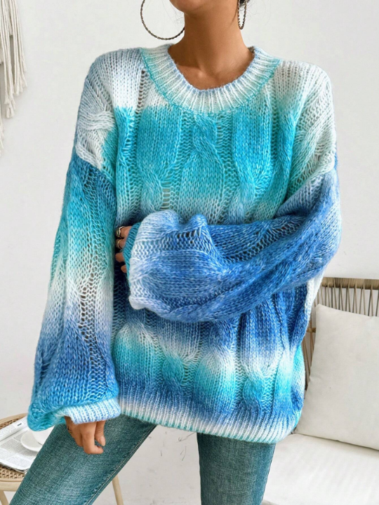 Frenchy Women's Ombre Lantern Sleeve Sweater