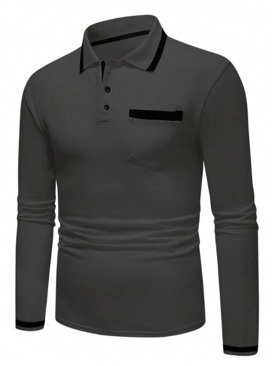 Manfinity Homme Men'S Plus Size Color-Block Edged Polo Shirt