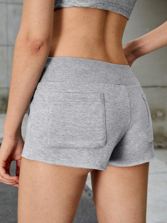 EZwear Drawstring Waist Solid Shorts