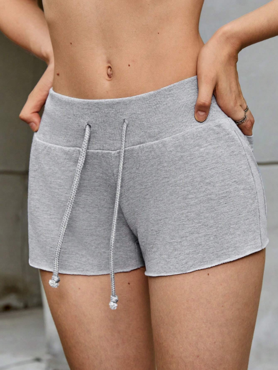 EZwear Drawstring Waist Solid Shorts