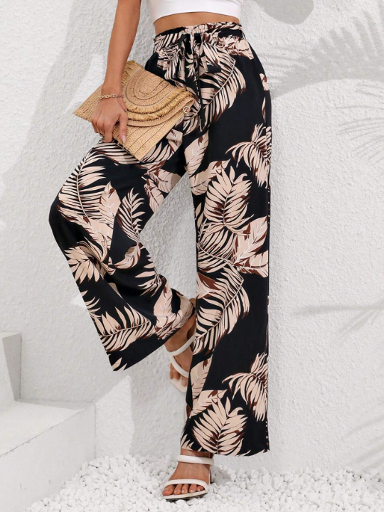 LUNE Random Tropical Printed High Waisted Pants