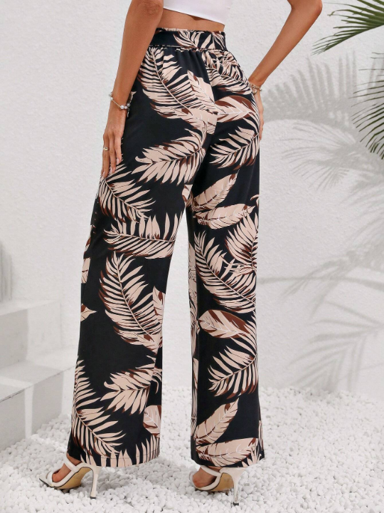 LUNE Random Tropical Printed High Waisted Pants