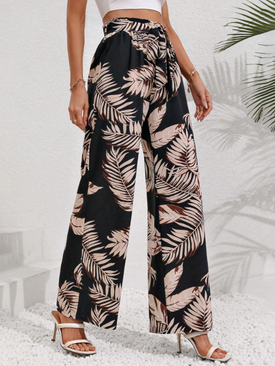 LUNE Random Tropical Printed High Waisted Pants