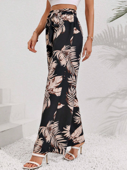 LUNE Random Tropical Printed High Waisted Pants