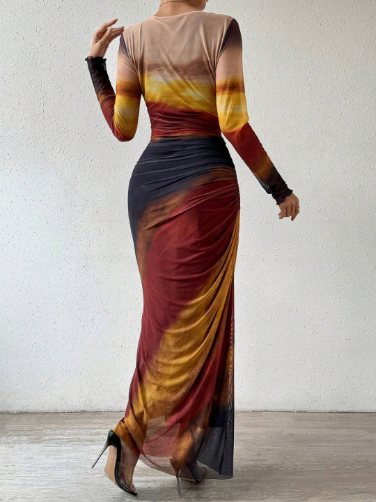 BAE Slim Fit Tie Dye Long Sleeve Dress