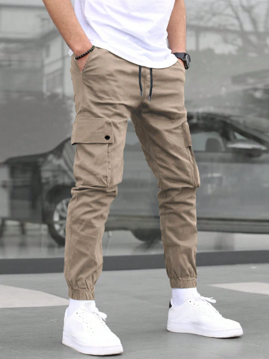 Manfinity Homme Men's Solid Color Loose Fit Cargo Pants
