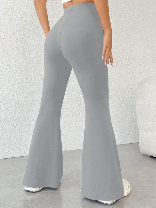 PETITE Solid Color High Waisted Flared Pants