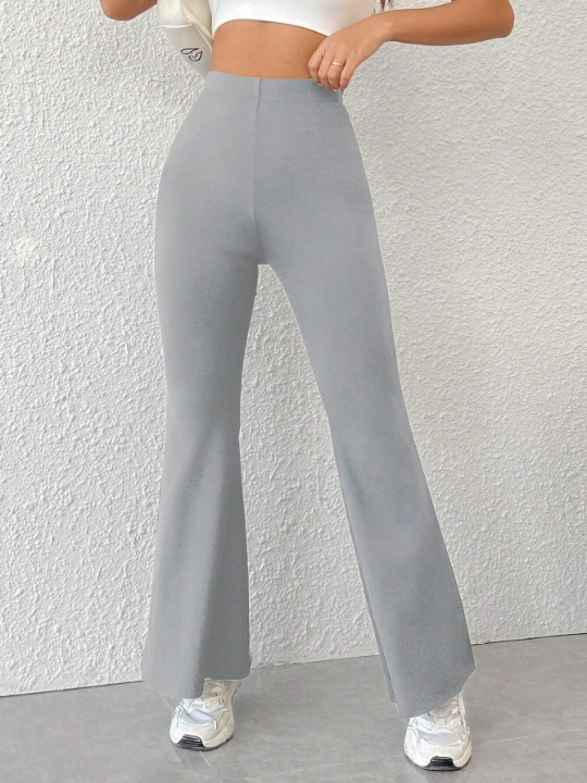 PETITE Solid Color High Waisted Flared Pants