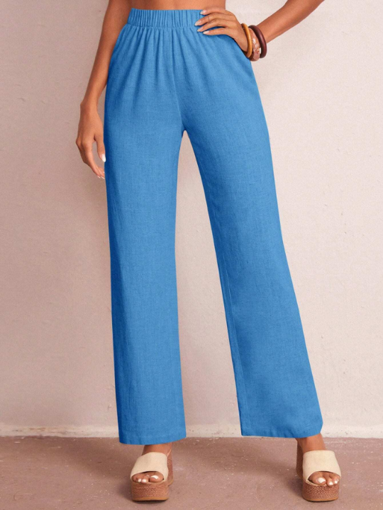 LUNE Solid Color Casual Straight Leg Pants