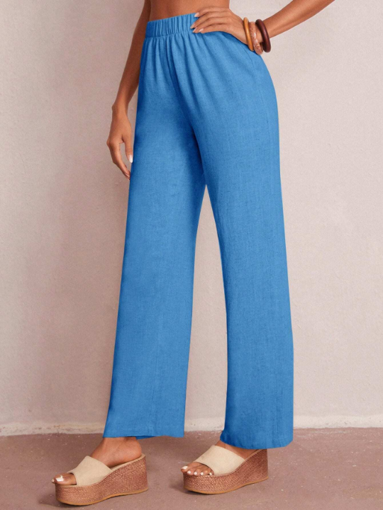 LUNE Solid Color Casual Straight Leg Pants