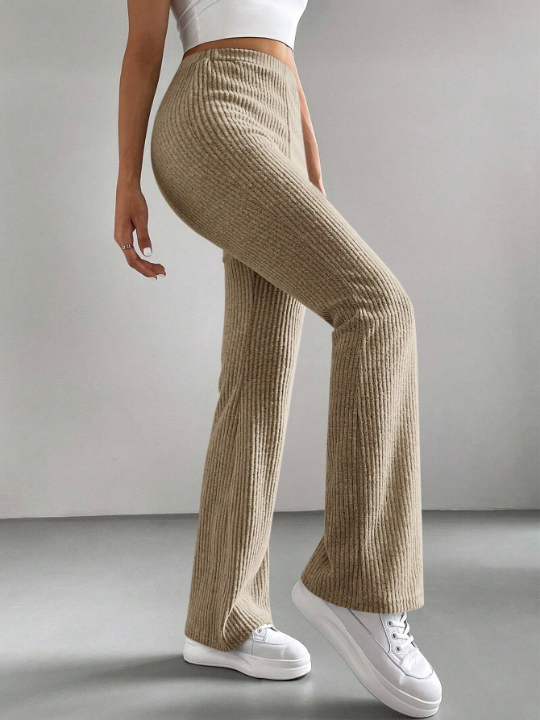 EZwear Solid Color High Waist Trousers