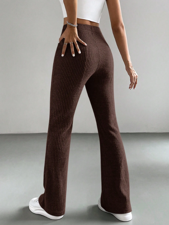 EZwear Solid Color High Waisted Pants